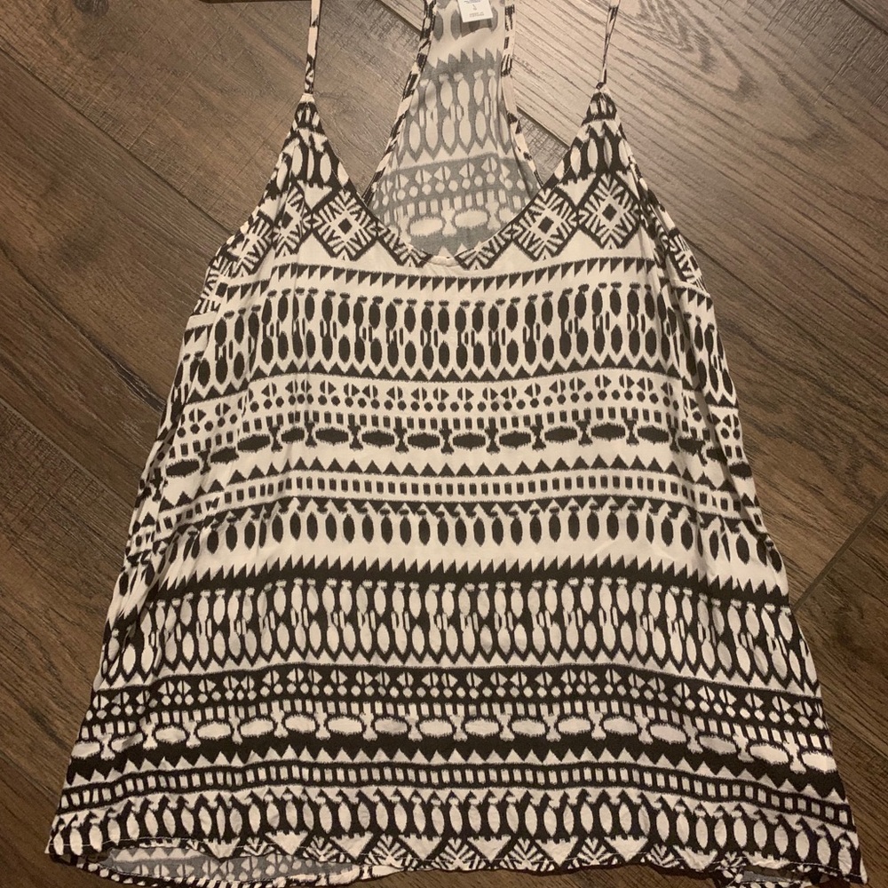 Black and white tribal strapped blouse boho style